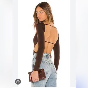 Lovers and friends backless bodysuit size M brown. Never worn. Revolve